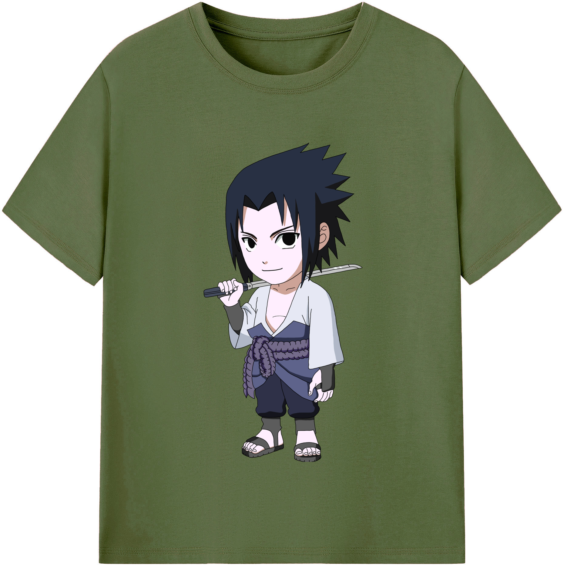 （画像用） NARUTO -ナルト- うちは サスケ Uchiha Sasuke 綿100％半袖Tシャツ（フロントプリント）